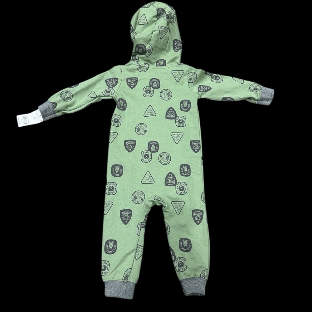 Carters 18 Mo Months 1 Piece Baby Long Sleeve Onesie Bodysuit Olive Green Jumper - Picture 4 of 7
